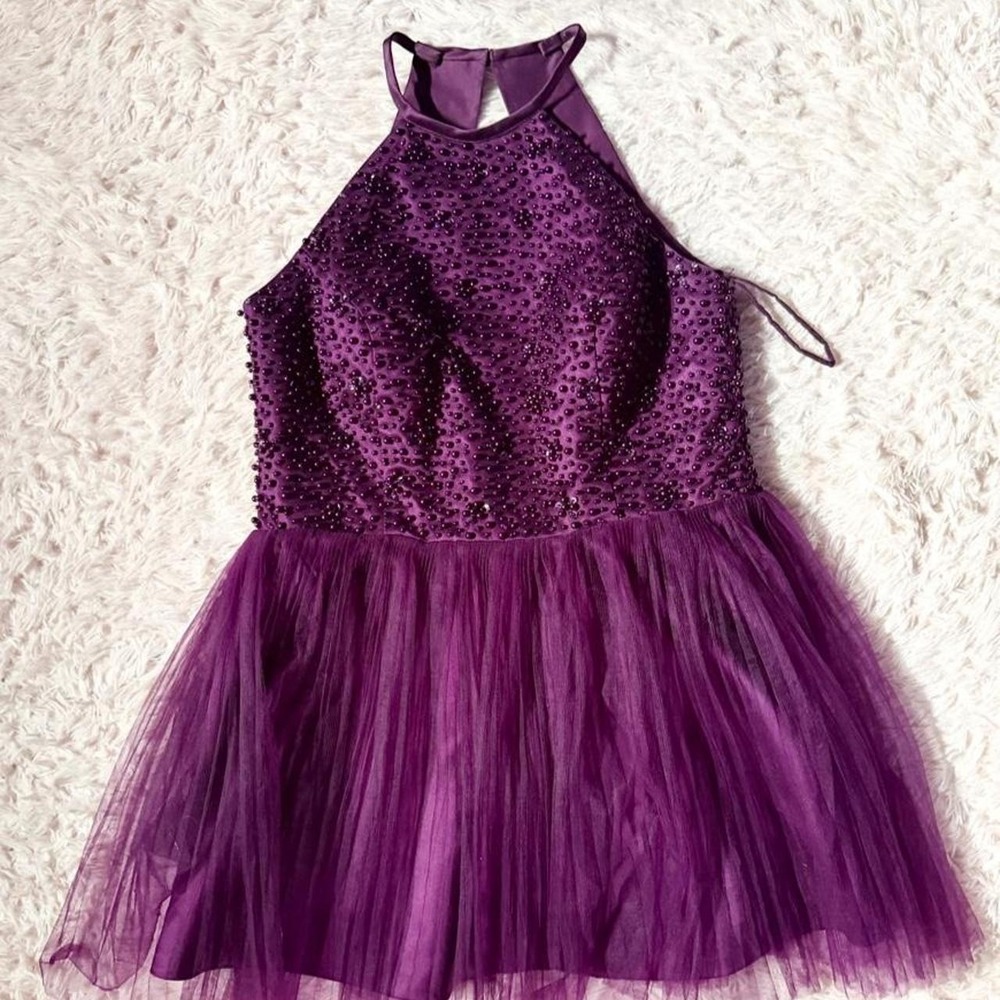 Whimsygoth Magical Dark Coquette Fairy Beaded Halter Mini Dress Womens L HOCO